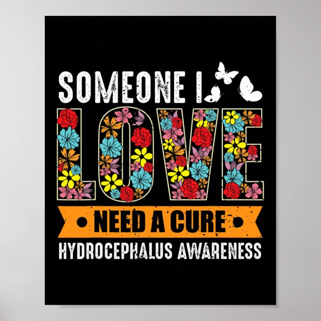 Poster Papillon de sensibilisation et fleurs d'espoir (Devant)