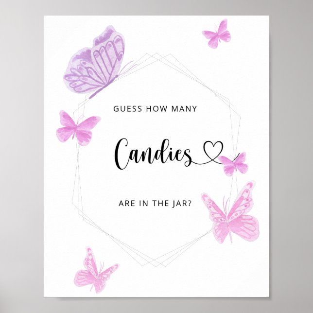 Poster Papillon devine combien de bonbons (Devant)