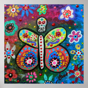 Poster Papillon Dia de los Muertos