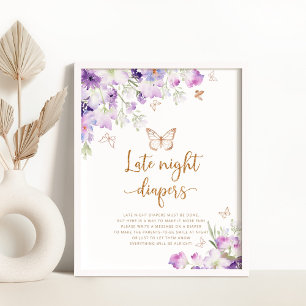 Poster Papillon d'or violet Late nuit couches jeu