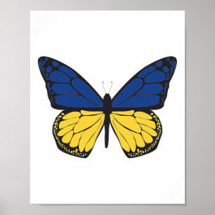 Poster Papillon d'Ukraine - Drapeau bleu et jaune - Liber