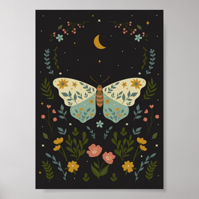 Poster papillon en style boho (Devant)