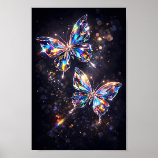 Poster Papillon en verre cristal diamant prismatique colo