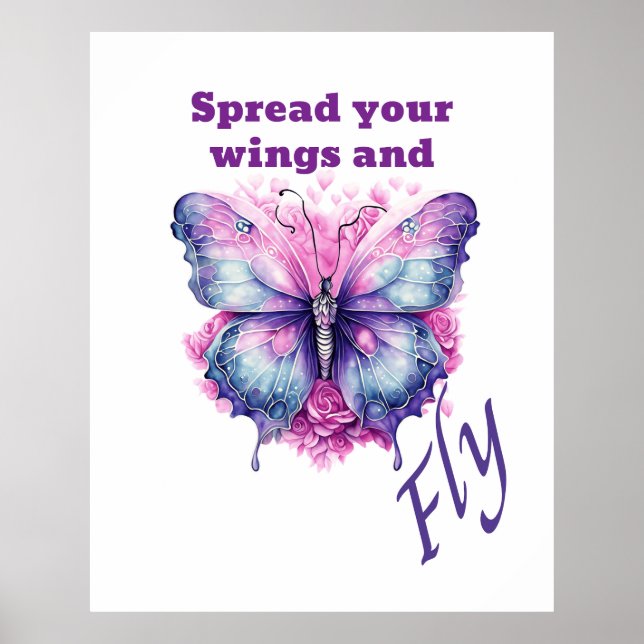 Poster Papillon - Étalez vos ailes et volez (Devant)