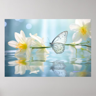 Poster Papillon Fleur Nature Serene Tranquille