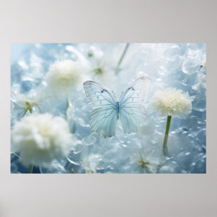 Poster Papillon Fleur Nature Serene Tranquille