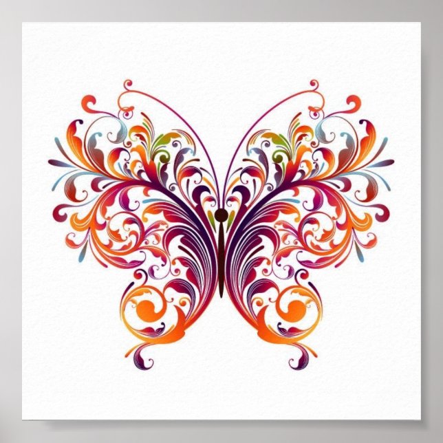 Poster Papillon floral (Devant)
