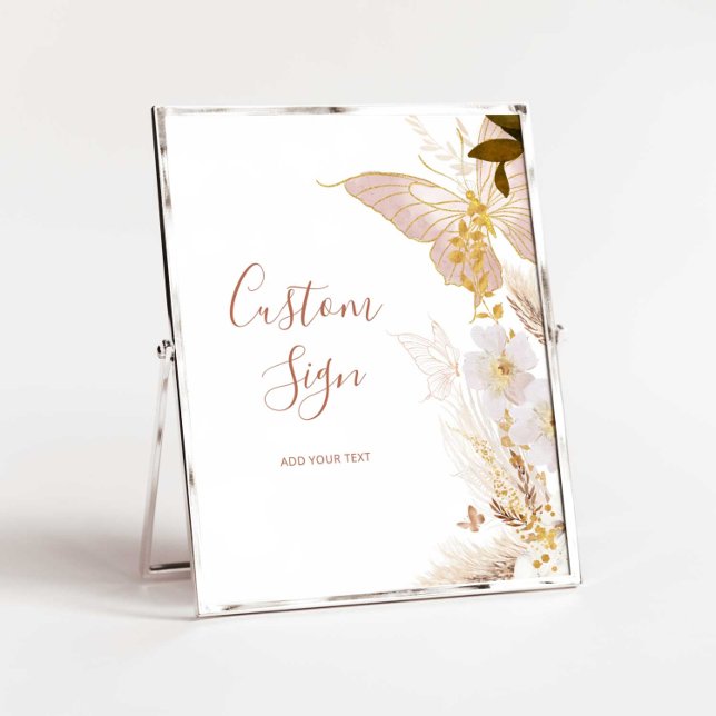 Poster Papillon floral en or Boho Custom (Créateur téléchargé)