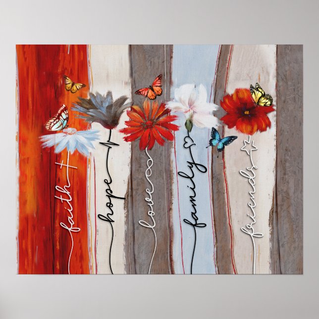 Poster Papillon - Foi, Espoir, Amour, Famille, Ami (Devant)