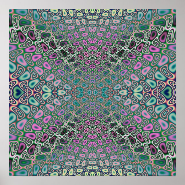 Poster Papillon Hologramme multicolore Fractal Abstrait (Devant)