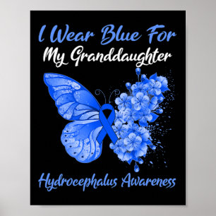 Poster Papillon Je Porte Du Bleu Pour Ma Petite-Fille Hyd