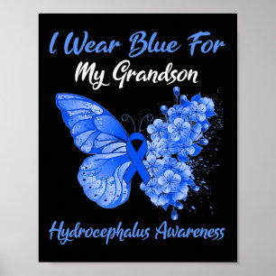 Poster Papillon Je Porte Du Bleu Pour Mon Petit-Fils Hydr