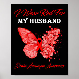 Poster Papillon Je Porte Du Rouge Pour L'anévrisme Cérébr
