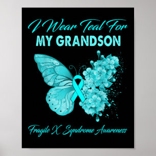Poster Papillon Je Porte Turquoise Pour Mon Petit-Fils Fr