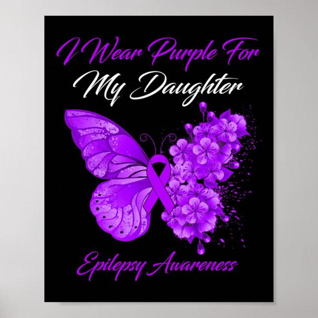 Poster Papillon Je Porte Violet Pour Ma Fille Épilepsie A (Devant)