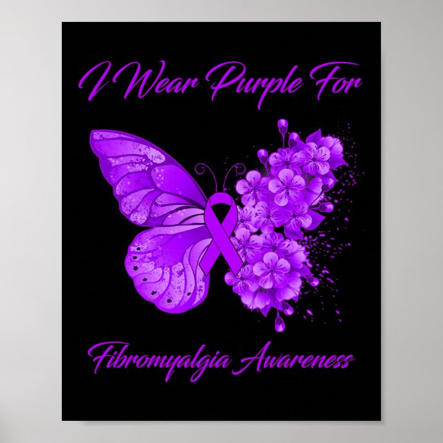 Poster Papillon Je Porte Violet Pour Sensibiliser À La Fi (Devant)