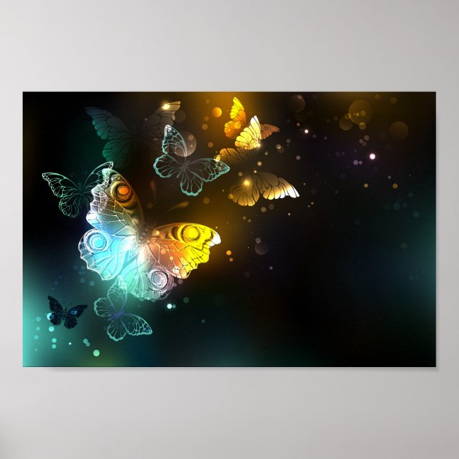 Poster Papillon lumineux et papillons de nuit (Devant)