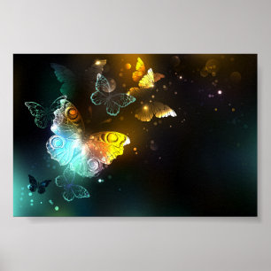 Poster Papillon lumineux et papillons de nuit