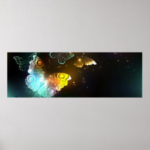 Poster Papillon lumineux et papillons de nuit