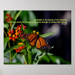 Poster Papillon monarque avec Maya Angelou citation