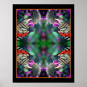 Poster Papillon Monarque Sur Fleur Fermer Abstrait