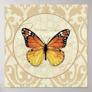 Poster Papillon orange vintage