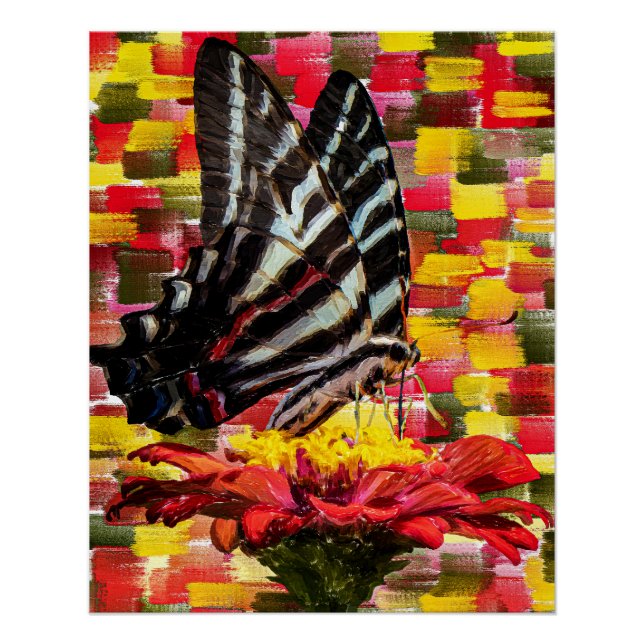 Poster Papillon perché sur la fleur (Devant)