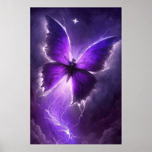 Poster Papillon pourpre dans l'art mural éclair