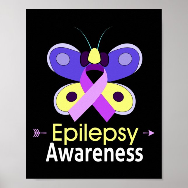 Poster Papillon Purple Ribbon Epilepsie Support de sensib (Devant)