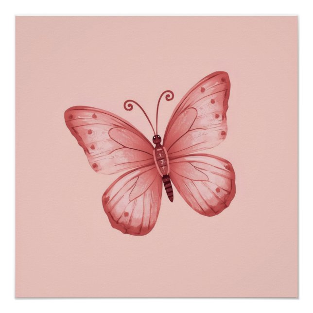 Poster Papillon Rose Fantaisiste (Devant)