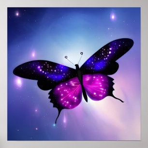 Poster Papillon rouge et rose