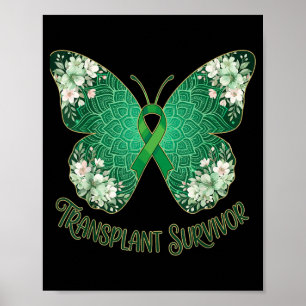 Poster Papillon Ruban Vert Mandala Transplanté Survivant