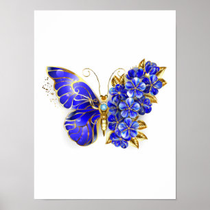 Poster Papillon saphir à fleurs