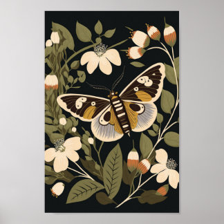 Poster Papillon scandinave danois Floral Boho Art