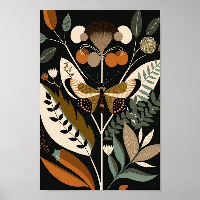 Poster Papillon scandinave danois Scandi Art Imprimer (Devant)