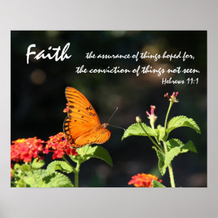 Poster Papillon sur Fleur sauvage, Verse de l'Écriture su