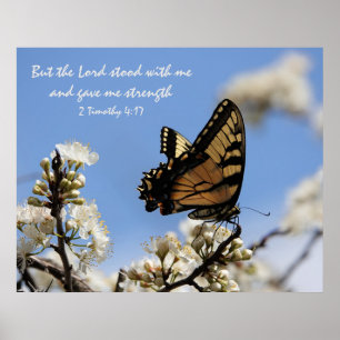 Poster Papillon sur floral avec verse sur Go d's Strength
