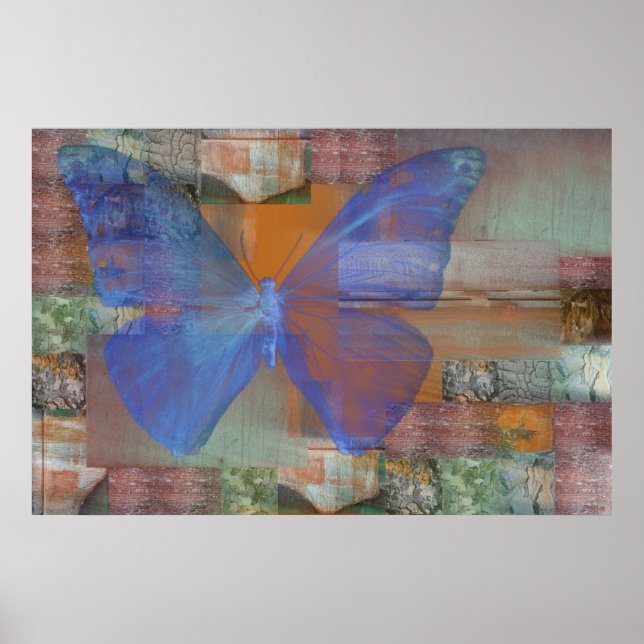 Poster Papillon sur le mur (Devant)