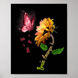 Poster Papillon Tournesol Cerveau Aneurie Sensibilisation
