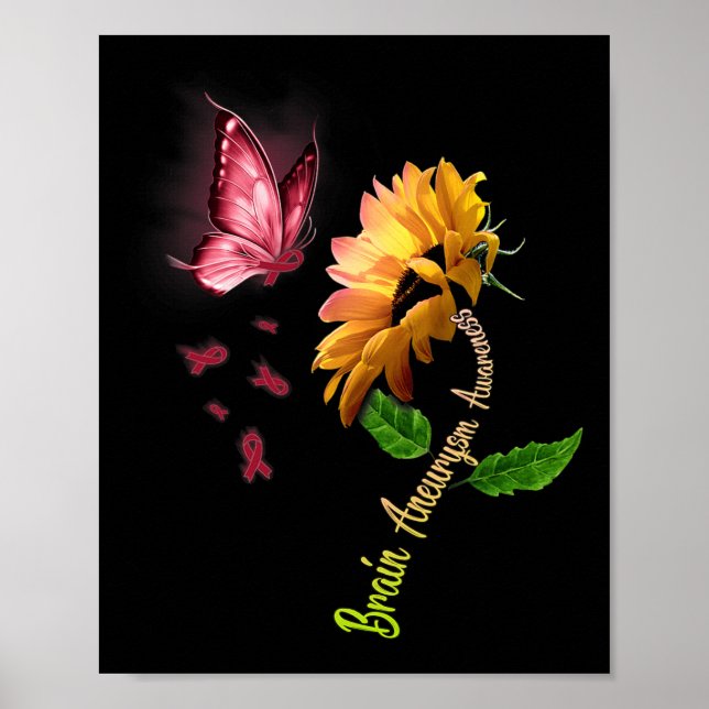 Poster Papillon Tournesol Cerveau Aneurie Sensibilisation (Devant)