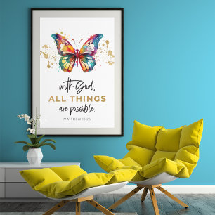 Poster Papillon Tout est Possible Matthieu 19:26