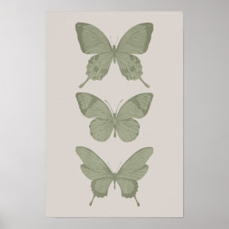 Poster Papillon vert Mur Art Sage Art Vert Imprimer