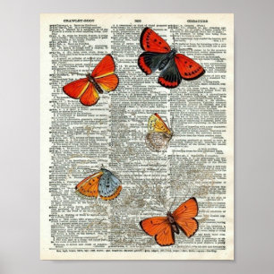 Poster Papillon vintage #11 botanique à la page de