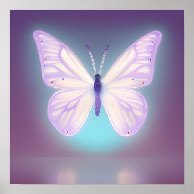Poster Papillon violet clair brillant (Devant)
