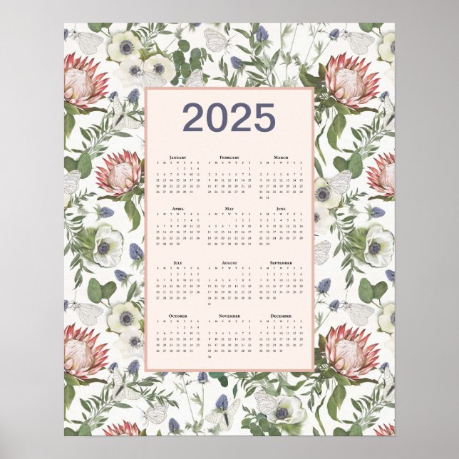 Poster Papillons à fleurs du calendrier 2025 (Devant)