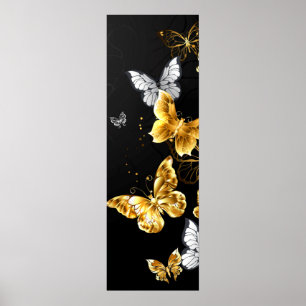 Poster Papillons blancs et dorés