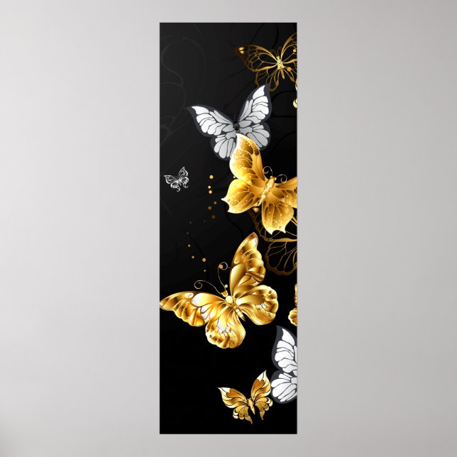 Poster Papillons blancs et dorés (Devant)