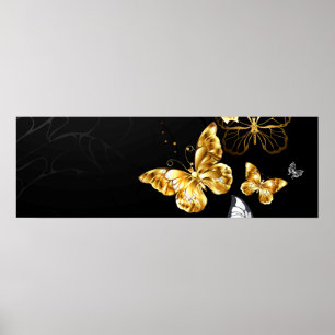 Poster Papillons blancs et dorés
