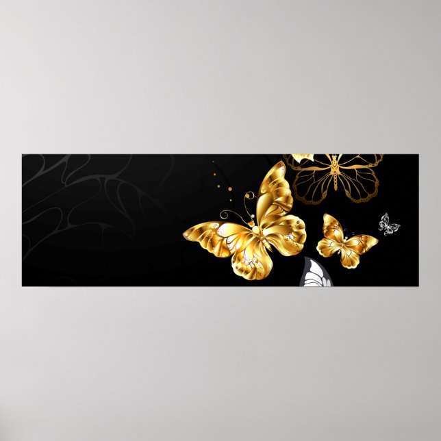 Poster Papillons blancs et dorés (Devant)