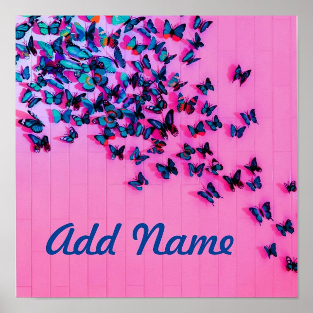 Poster Papillons bleu rose magnifique (Devant)